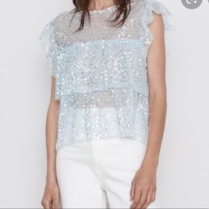 Zara Sequin Top NWOT Size large
